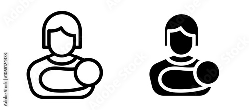 Breastfeeding icon symbol collection on white background.