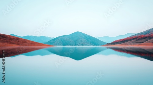 A serene landscape photograph of a mountain range reflected in the still waters of a lake, conveying a sense of tranquility and the enduring power of nature's beauty.