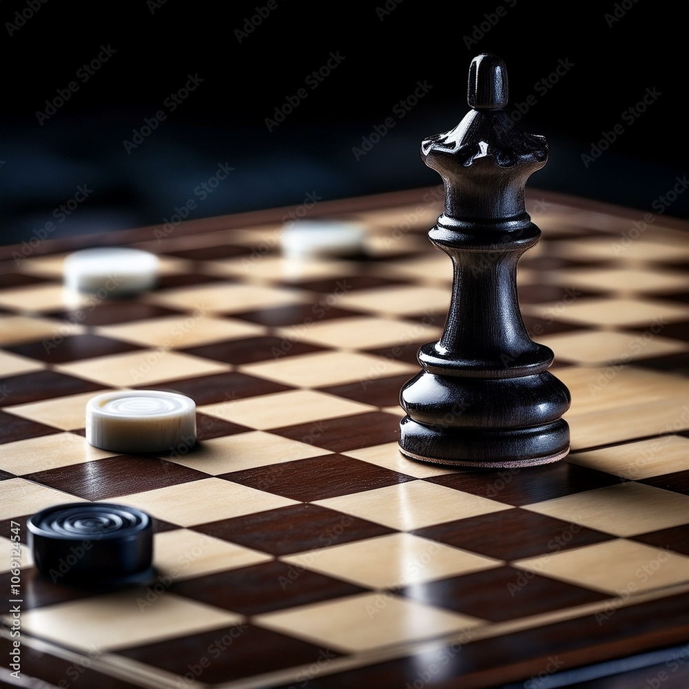 Chessboard with Pieces Symbolizing Strategy, Intelligence, and Business Chessboard with Pieces Symbolizing Strategy, Intelligence, and Business