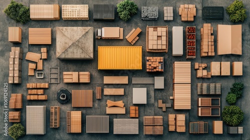 Warehouse with organized inventory, showcasing costeffective supply chain layout photo