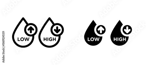 Low and high cholesterol icon symbol collection on white background.
