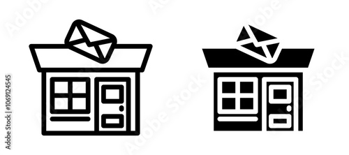 Post office icon symbol collection on white background.