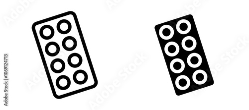 Blister drug pack icon symbol collection on white background.
