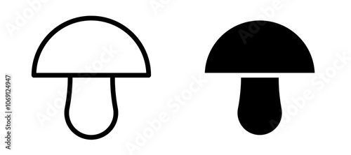 Mushroom icon symbol collection on white background.