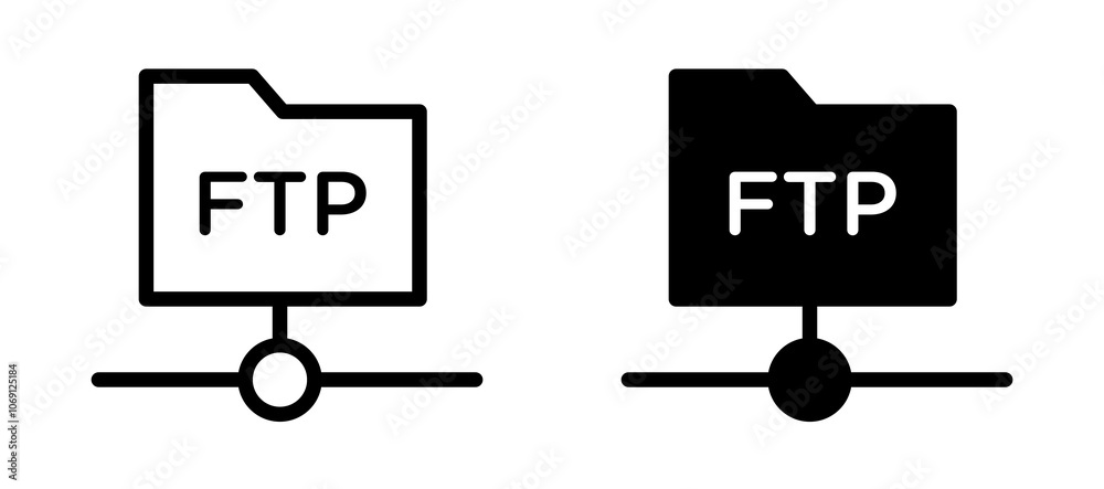 FTP icon symbol collection on white background. FTP icon symbol collection on white background.