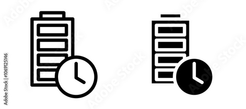 Battery life icon symbol collection on white background.