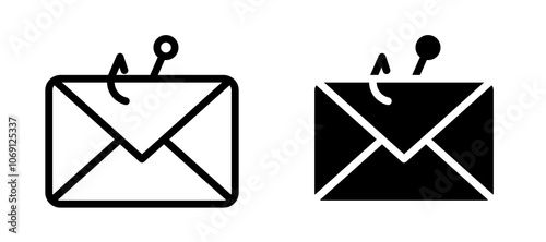 Email phishing icon symbol collection on white background.