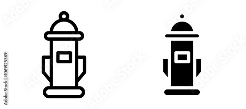 Fire hydrant icon symbol collection on white background.