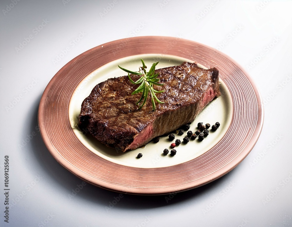 Grilled Beef Tenderloin with Black Pepper and Rosemary on a Plate Grilled Beef Tenderloin with Black Pepper and Rosemary on a Plate