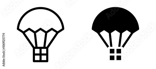 Parachute icon symbol collection on white background.