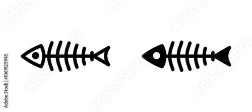 Fishbone icon symbol collection on white background.