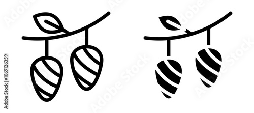 Cocoon icon symbol collection on white background.