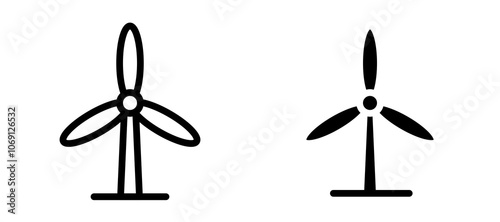 Eolic energy icon symbol collection on white background.