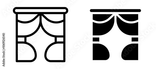 Curtains icon symbol collection on white background.