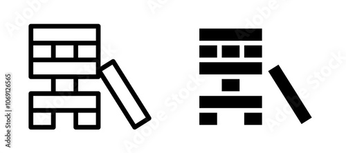 Jenga icon symbol collection on white background.