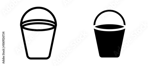 Water bucket icon symbol collection on white background.