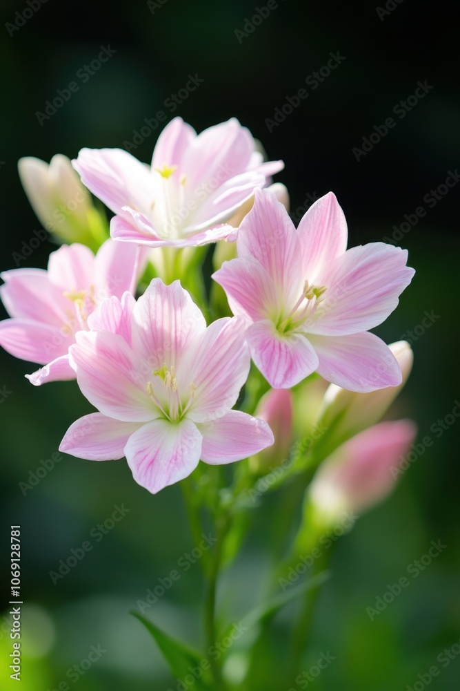 Delicate pink flowers blooming in the garden Delicate pink flowers blooming in the garden