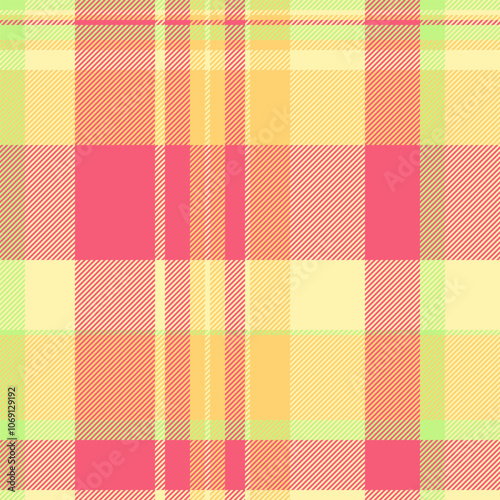 Canvas tartan vector texture, network check background plaid. School fabric pattern seamless textile in red and yellow colors.