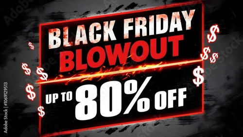 Bold Black Friday Banner with Grunge Background, 