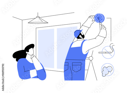 Fire detection sensor isolated cartoon vector illustrations.