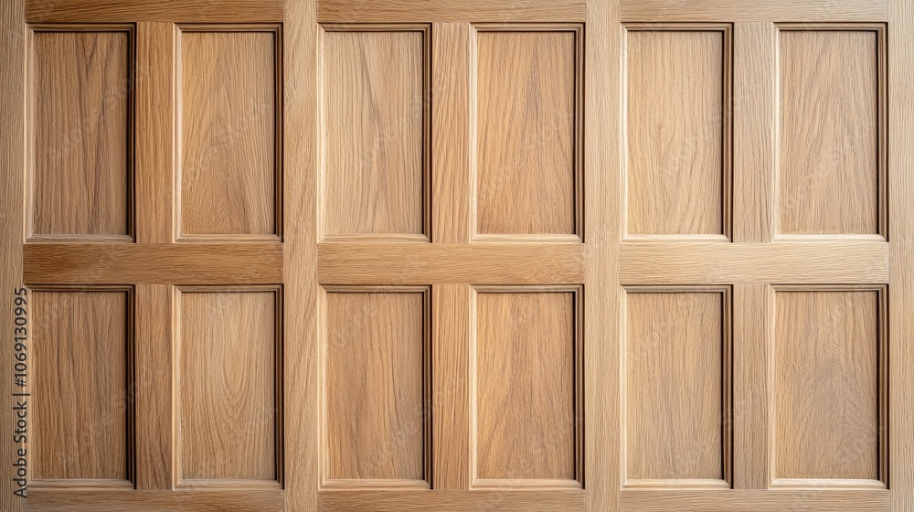 A long wooden wall with many wooden panels A long wooden wall with many wooden panels