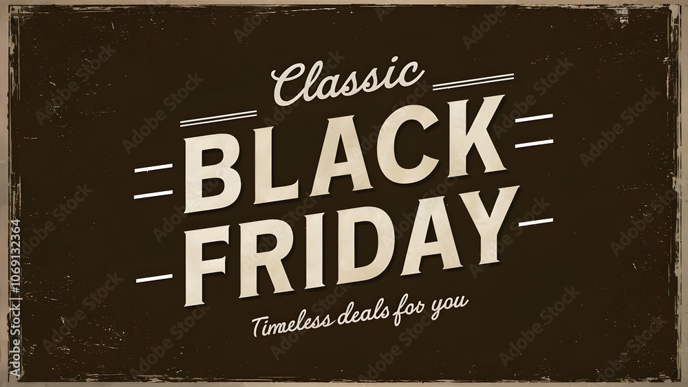 Old-Style Black Friday Banner with Dark Background, Off-White 