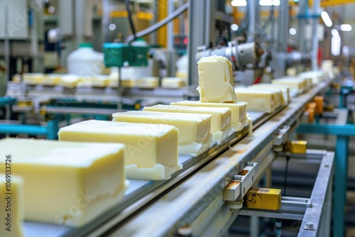 Dairy product testing at Russian packaging machine plant workshop.