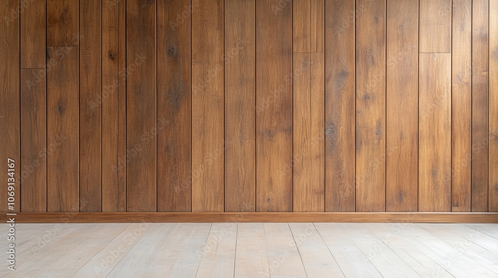 A wooden wall with a white floor A wooden wall with a white floor
