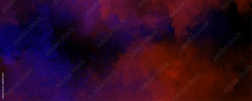 Abstract powder splatted background. Beautiful stylist modern black texture background with smoke. Abstract Watercolor red grunge background painting. Nebula and stars of night sky banner.	
