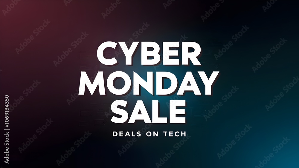 Fototapeta premium Gradient Cyber Monday Banner with 3D Text and Icon Designs