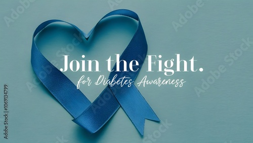 Heart-Shaped Blue Ribbon on Pale Blue Background with 