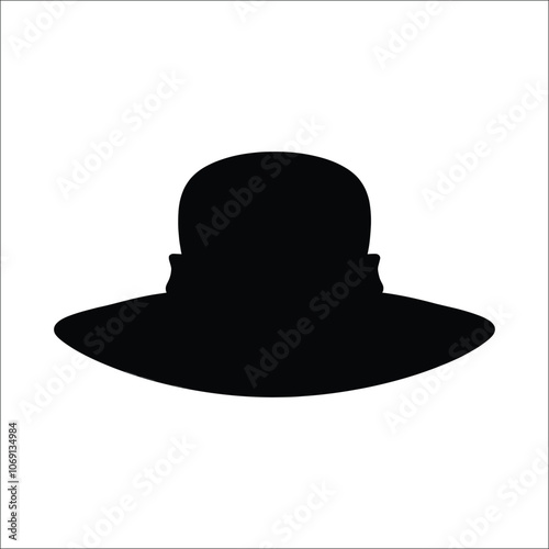 straw Hat silhouette, women hat silhouette