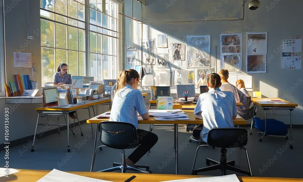 Architectural Design Studio: Creative Collaboration in a Sunlit Workspace Architectural Design Studio: Creative Collaboration in a Sunlit Workspace