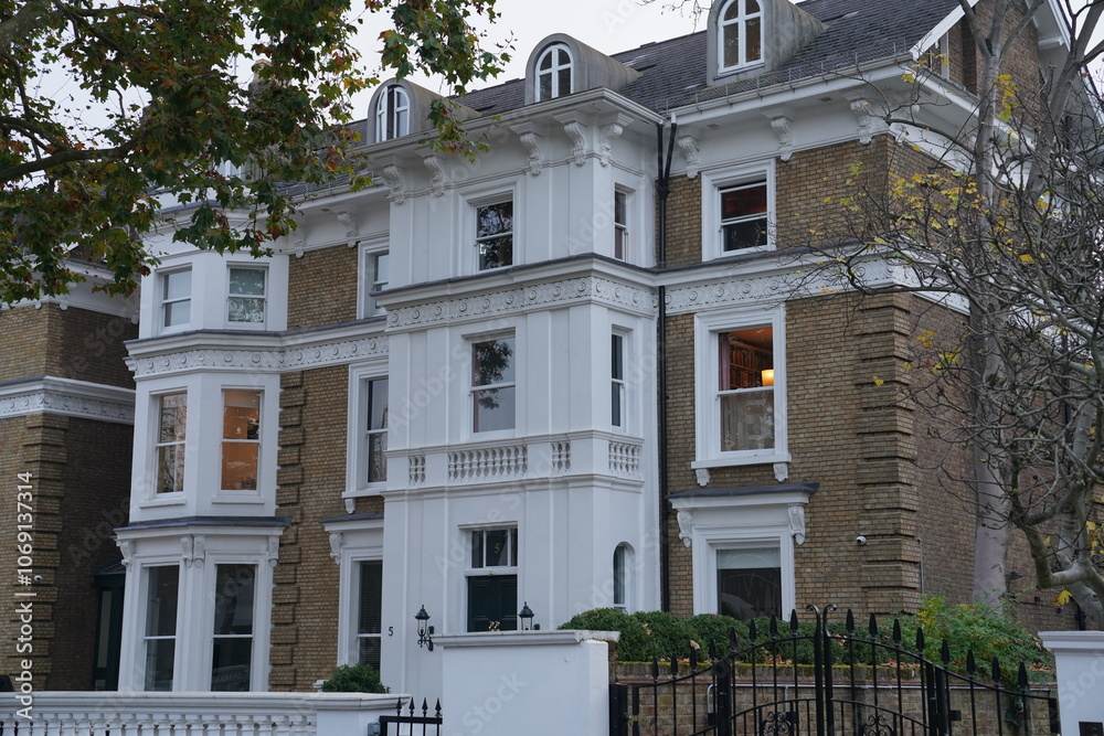 Victorian and Edwardian buildings, Autumn in Notting Hill, Kensington and Chelsea, London, United Kingdom Victorian and Edwardian buildings, Autumn in Notting Hill, Kensington and Chelsea, London, United Kingdom