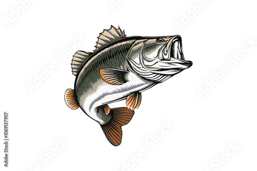 Bass fish vector clipart design template illustrations are easily editable.