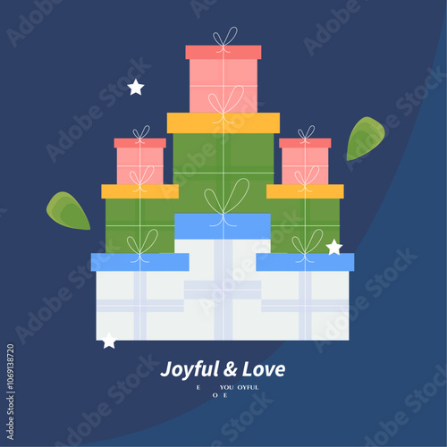 Festive Christmas Card with Christmas Elemen Decoration
