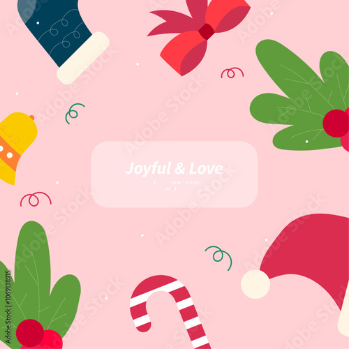 Joyful Celebration Graphic With Colorful Chrismast Element. Ideal for festive and celebratory themes, conveying positivity and happiness
