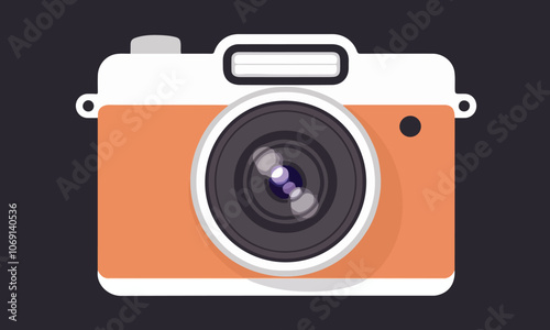 Digital camera for photo shoot and camera icon for digital camera illustration with lence and colorful cameras and analogue camera with lence and body flash. red cameras with orange stunning camera