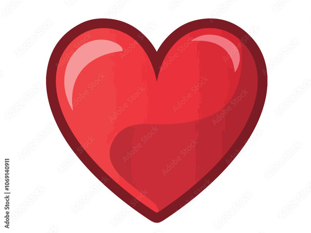 Heart shape love icon for emotion and red heart illustration to show love and devotion icon in red color heart vector illustration and shadow in white background. Elegant Heart Icon Design for Love Heart shape love icon for emotion and red heart illustration to show love and devotion icon in red color heart vector illustration and shadow in white background. Elegant Heart Icon Design for Love