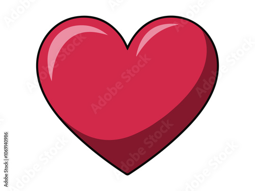 heart shape love icon for emotion and red heart illustration to show love and devotion icon in red color heart vector illustration in white background. Modern Heart Icon in Bold Red Design Vector