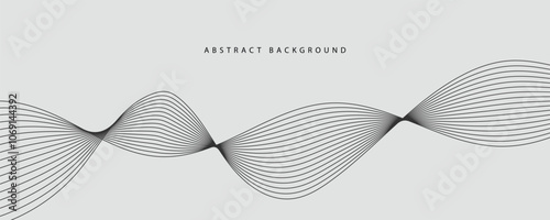 Abstract wave element for design. Digital frequency track equalizer. Stylized line art background. Vector illustration. Wave with lines created using blend tool. Curved wavy line, smooth stripe.