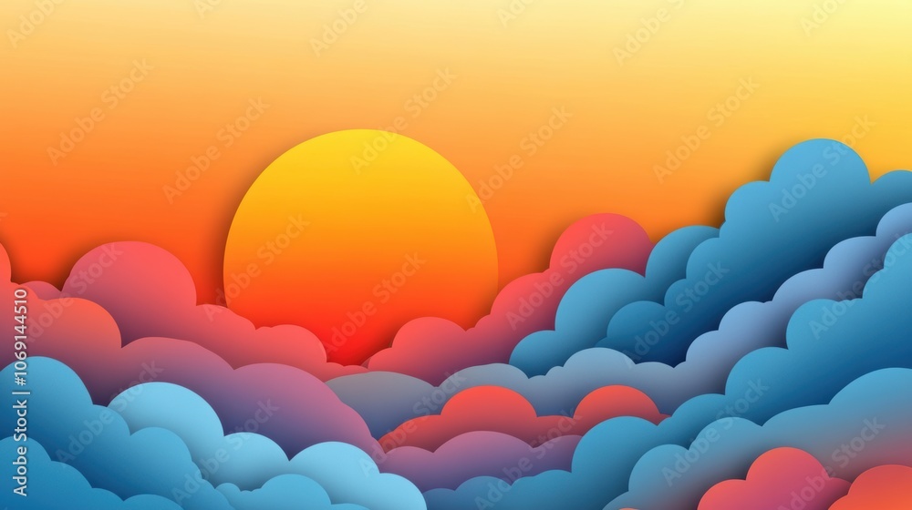 Layered Clouds at Dusk, A vibrant sunset scene showcasing colorful gradient skies and textured clouds, evoking tranquility and beauty. Layered Clouds at Dusk, A vibrant sunset scene showcasing colorful gradient skies and textured clouds, evoking tranquility and beauty.