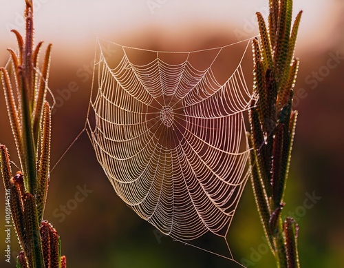 spider web with dew drops