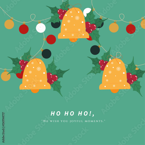 Joyful Celebration Graphic With Colorful Chrismast Element. Ideal for festive and celebratory themes, conveying positivity and happiness