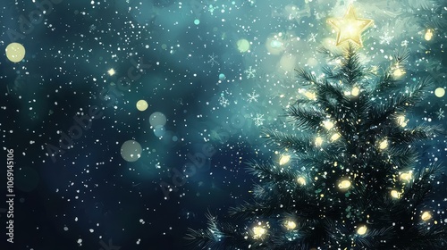Christmas Tree in Winter Wonderland Background