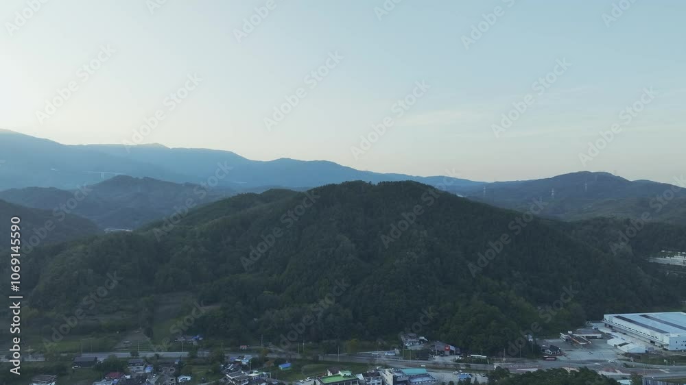 Drone View of Gangneung City in South Korea, Gangwon-do, mountains, autumn leaves, 60fps Drone View of Gangneung City in South Korea, Gangwon-do, mountains, autumn leaves, 60fps