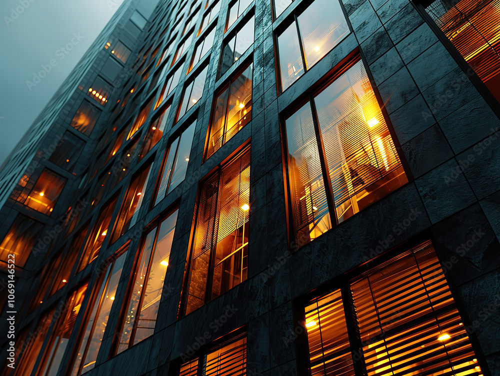 Modern High-Rise Building at Dusk Modern High-Rise Building at Dusk