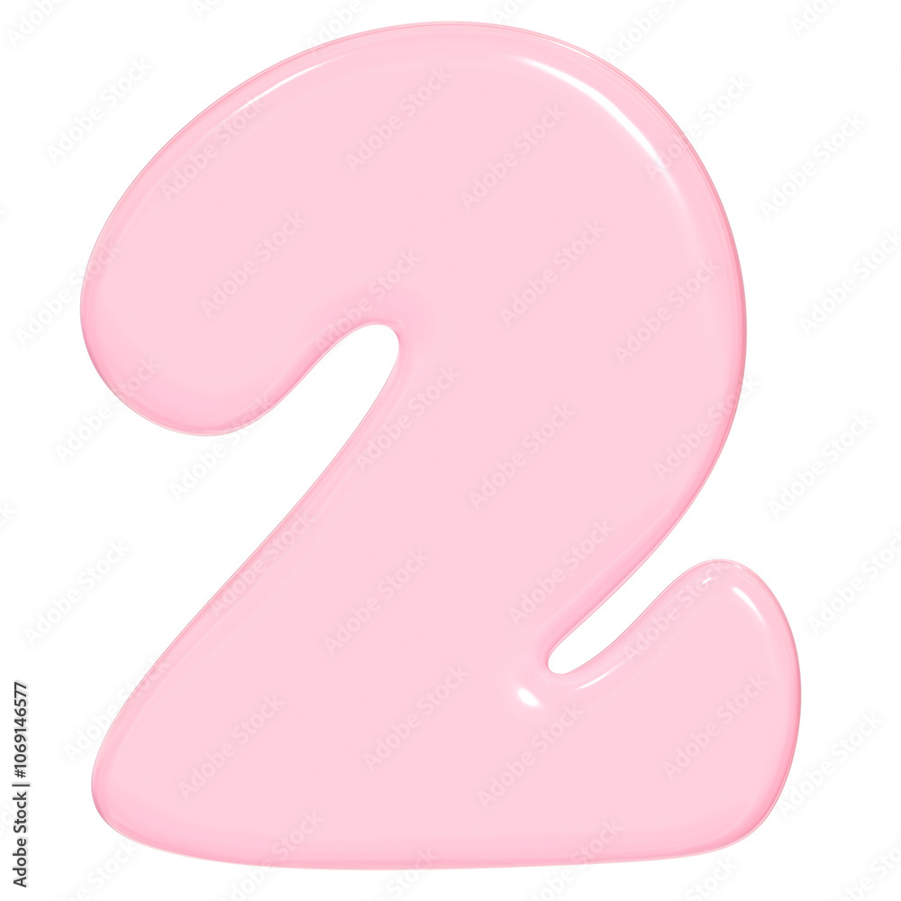 3D Cute Glossy Pink Number 2 Illustration 3D Cute Glossy Pink Number 2 Illustration