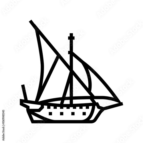 trireme ancient ship line icon vector. trireme ancient ship sign. isolated contour symbol black illustration