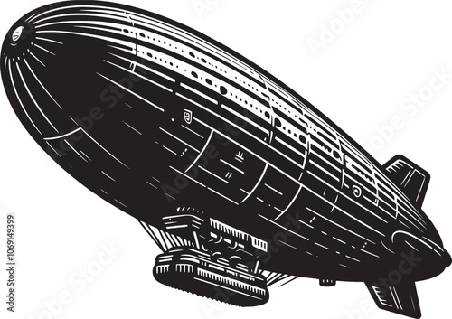 Airship silhouette vector illustration isolated on a white background